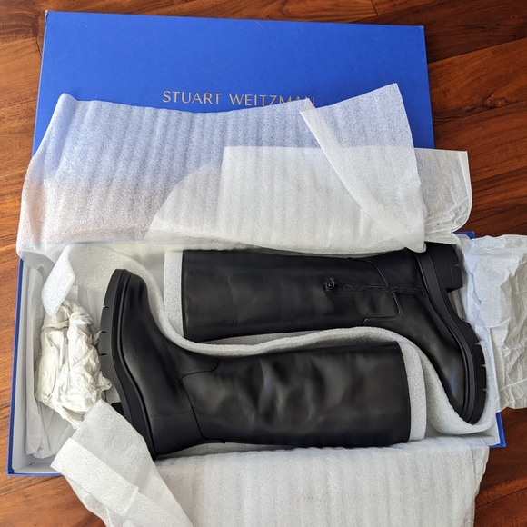 Stuart Weitzman Norah Smooth Calf Leather Boots 9 1/2 + Dust Bags New in Box❤️ - Picture 7 of 16